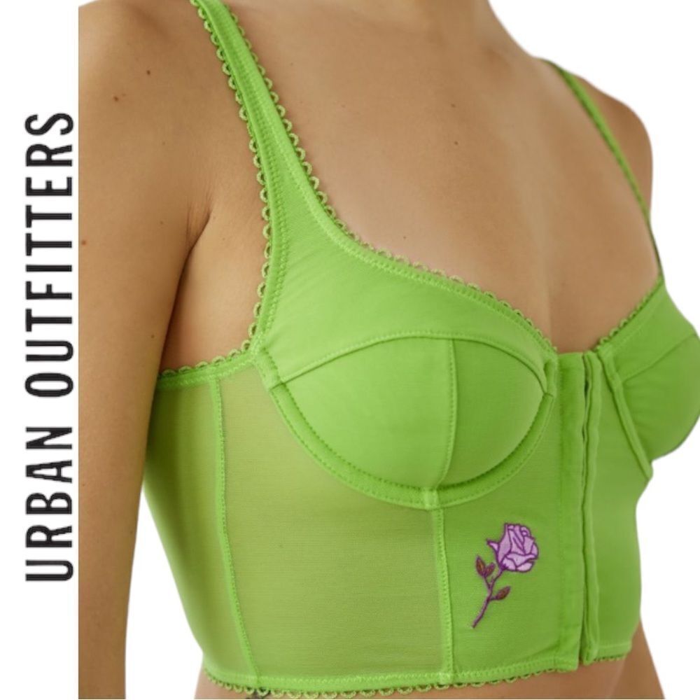 UO Urban Outfitters Anastasia Tattoo Hearts Green Rise Bustier NEW S M XL